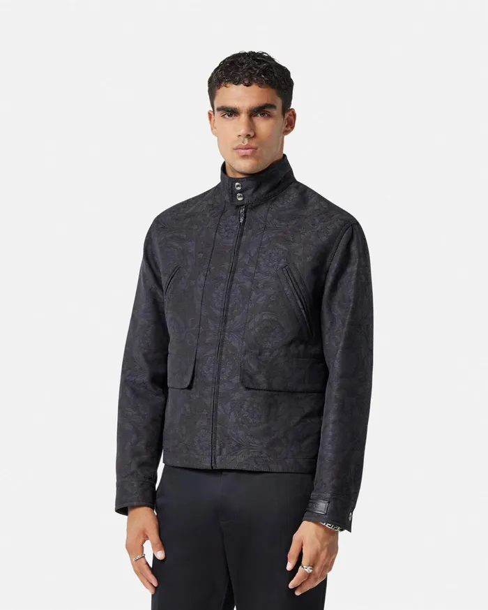 Versace Barocco Jacquard Blouson Jacket Gray Men Jackets and Coats