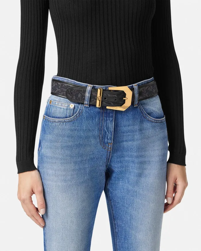 Versace Barocco Medusa Heritage Jacquard Belt Blackprint Women Belts
