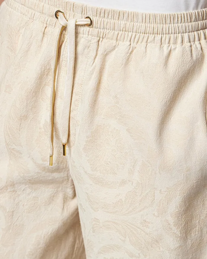 Versace Barocco Silhouette Chambray Shorts Beige Men Denim
