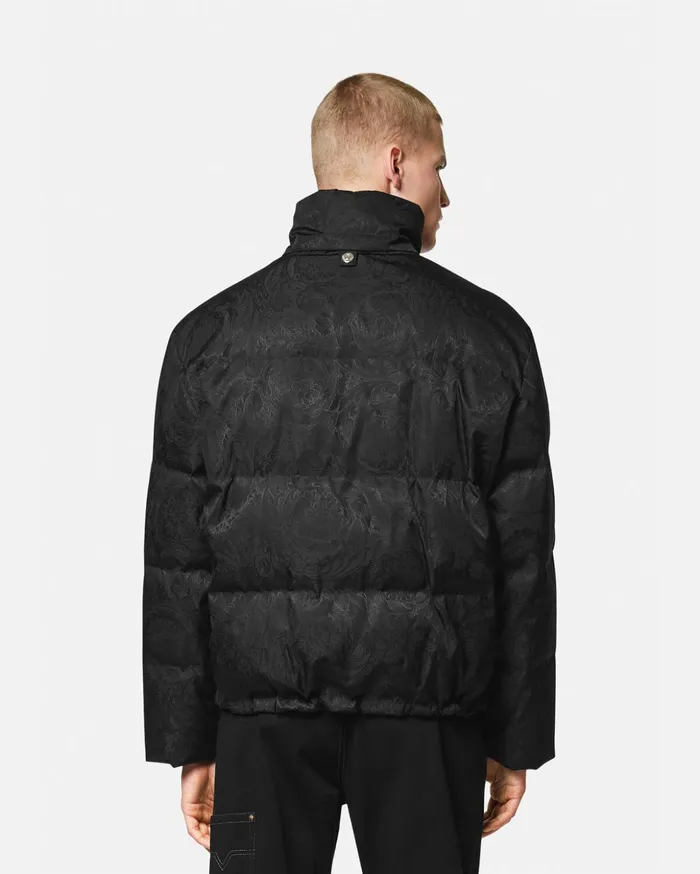 Versace Barocco Silhouette Puffer Jacket Black Men Jackets and Coats