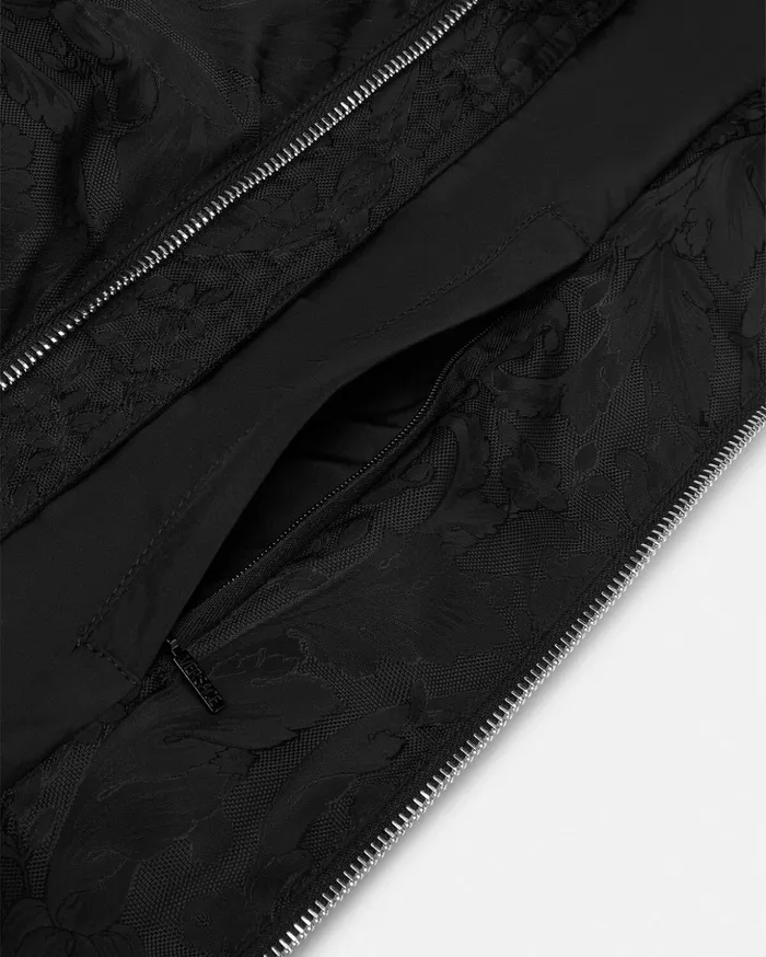 Versace Barocco Silhouette Puffer Jacket Black Men Jackets and Coats