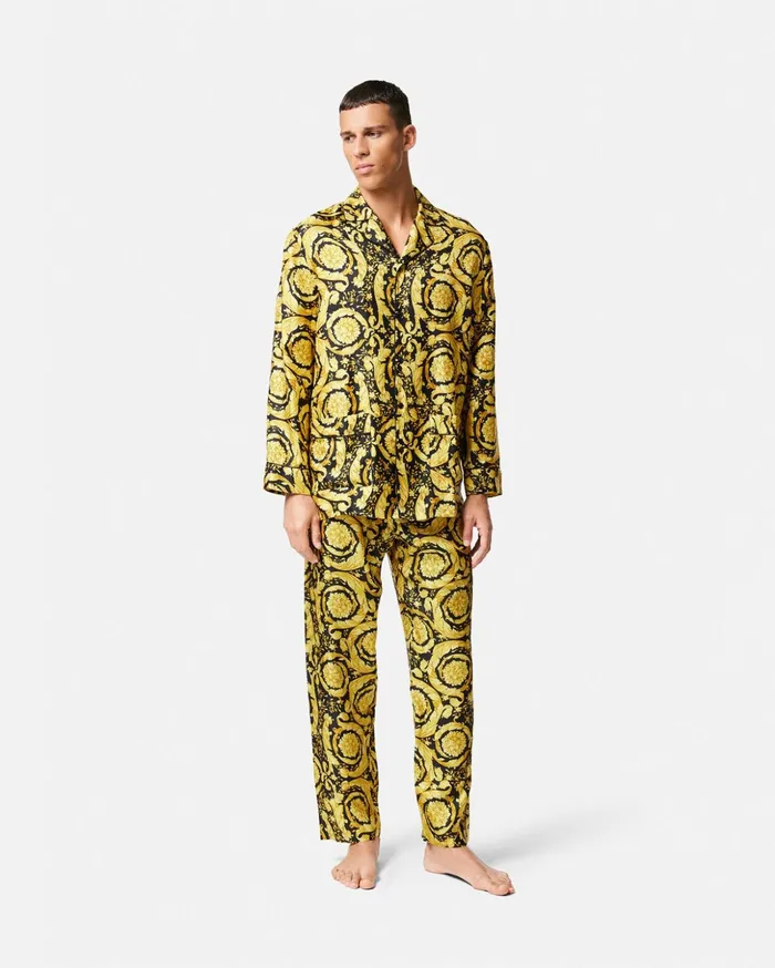 Versace Barocco Silk Pajama Bottoms Print Men Loungewear