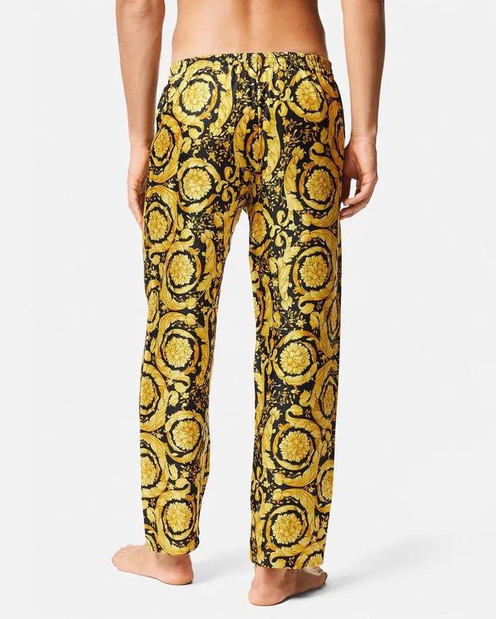 Versace Barocco Silk Pajama Bottoms Print Men Loungewear