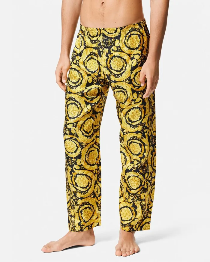 Versace Barocco Silk Pajama Bottoms Print Men Loungewear