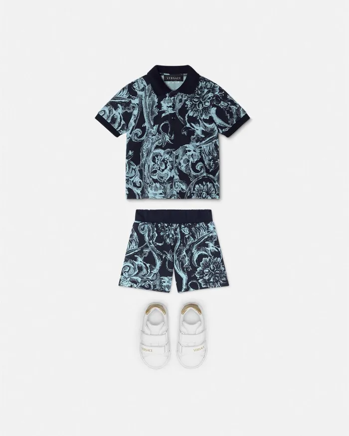 Versace Barocco Stencil Baby Sweat Shorts 5u970 Children Clothing