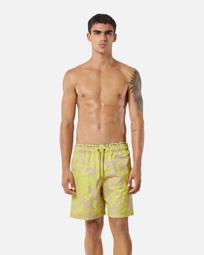 Versace Barocco Stencil Mid Boardshorts 5k390 Men Swimsuits