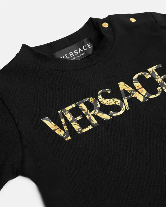 Versace Barocco Versace Logo Baby TShirt Black Children Clothing