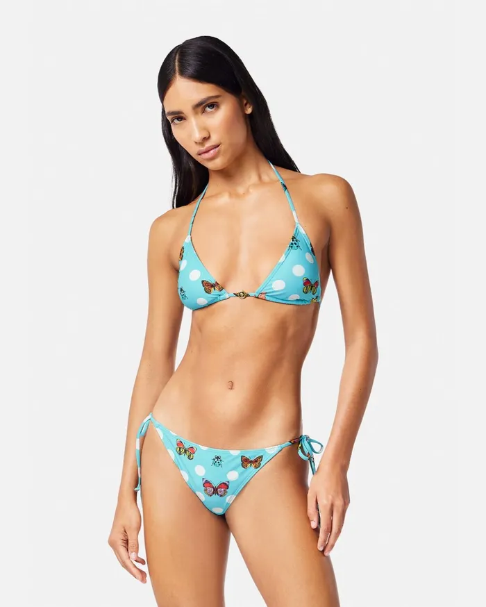 Versace Butterflies Bikini Bottoms Blue Women Swimwear