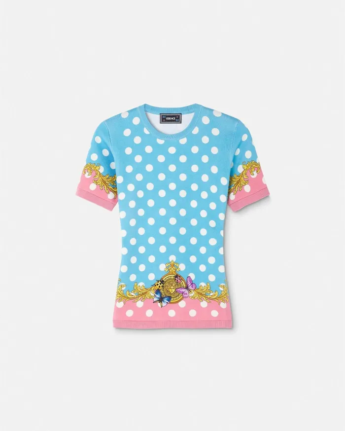 Versace Butterflies Knit TShirt Print Women Knitwear