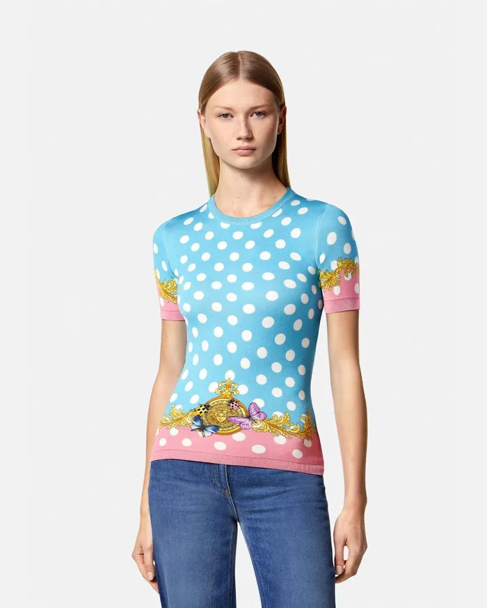 Versace Butterflies Knit TShirt Print Women Knitwear
