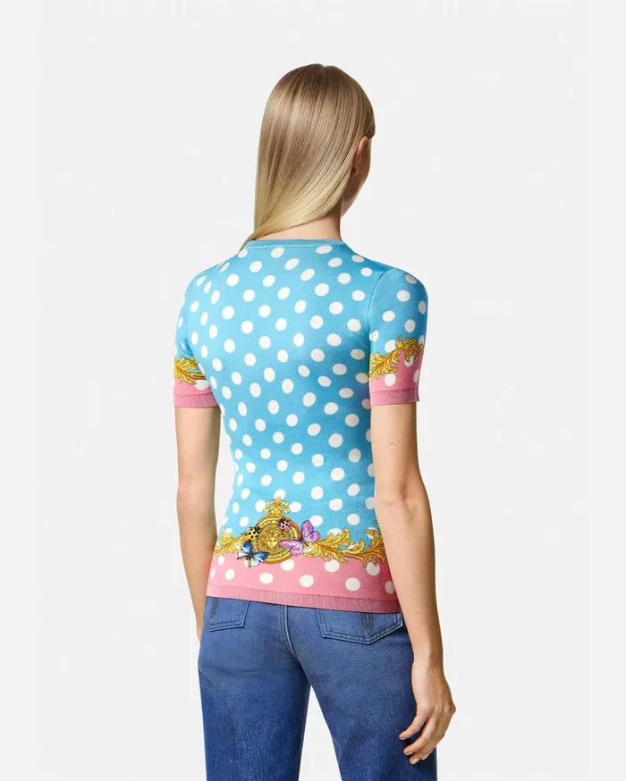 Versace Butterflies Knit TShirt Print Women Knitwear