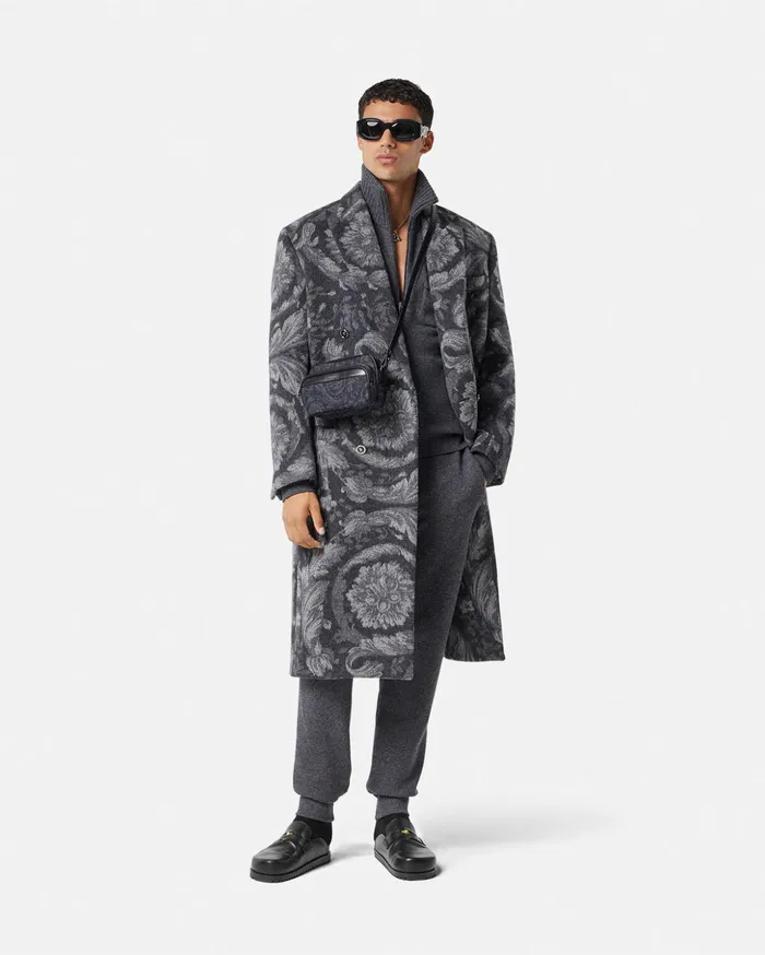 Versace CashmereBlend Zip Sweater Gray Men Knitwear