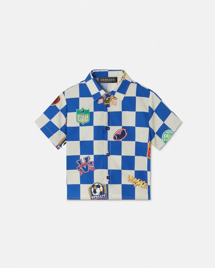 Versace Checked Varsity Baby Shirt 5k290 Children Clothing