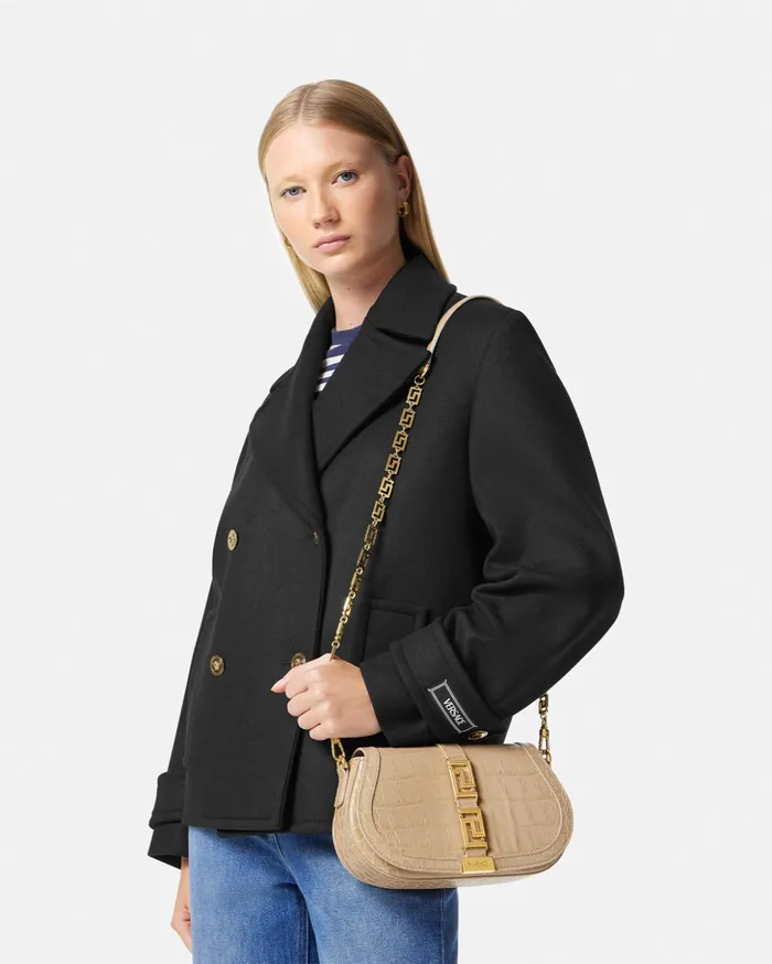 Versace CrocEffect Greca Goddess Shoulder Bag 1kd4v Women Greca Goddess