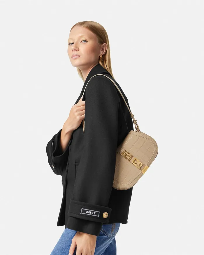 Versace CrocEffect Greca Goddess Shoulder Bag 1kd4v Women Greca Goddess