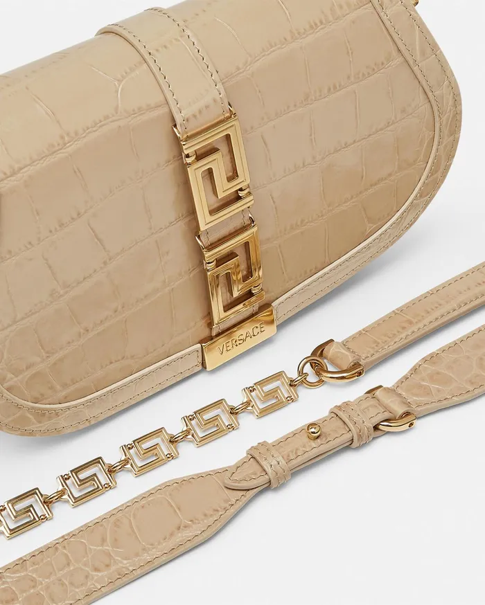 Versace CrocEffect Greca Goddess Shoulder Bag 1kd4v Women Greca Goddess