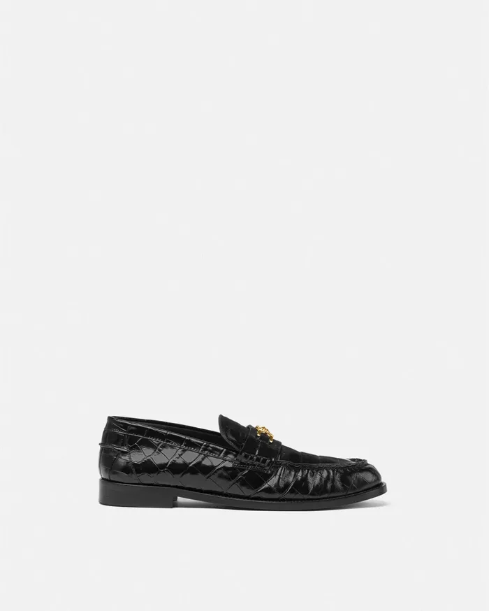 Versace CrocEffect Medusa 03995 Loafers Black Men Loafers and Slippers