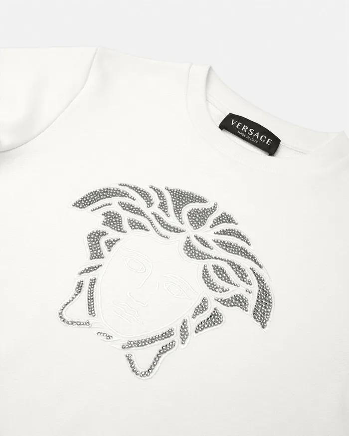 Versace Crystal Medusa Kids Sweatshirt White Children Clothing