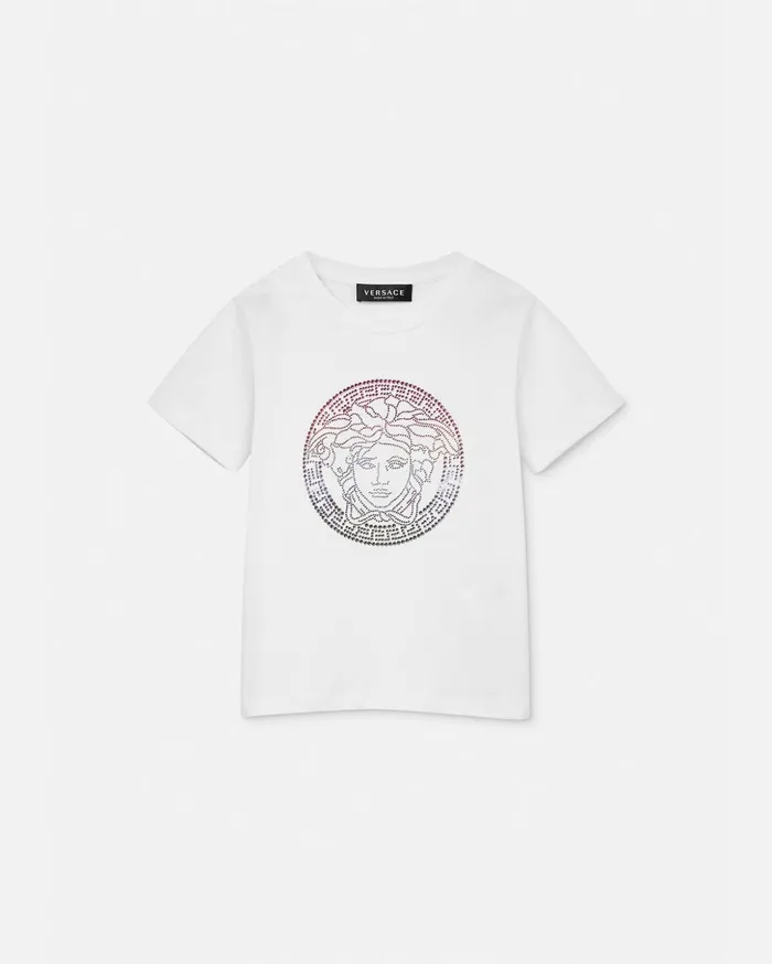 Versace Crystal Medusa Kids TShirt Whiteprint Children Clothing