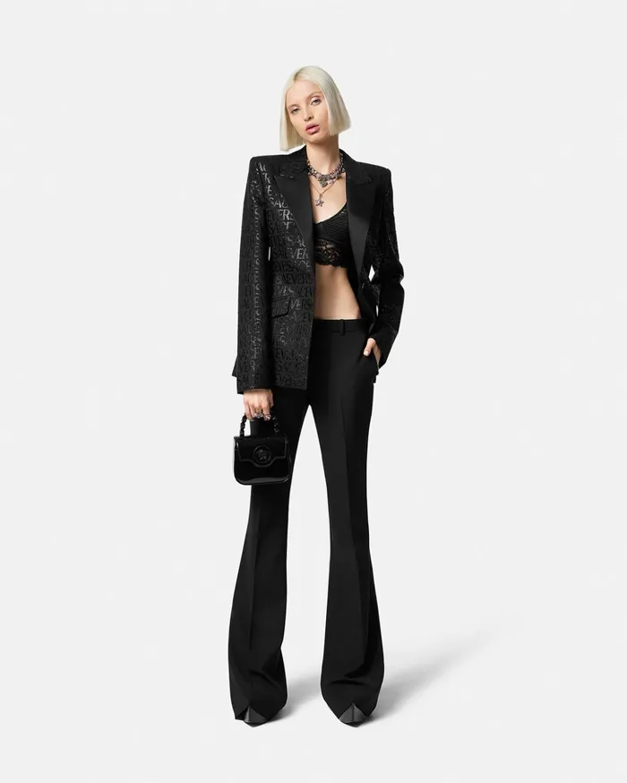 Versace Flared Formal Pants Black Women Pants and Shorts