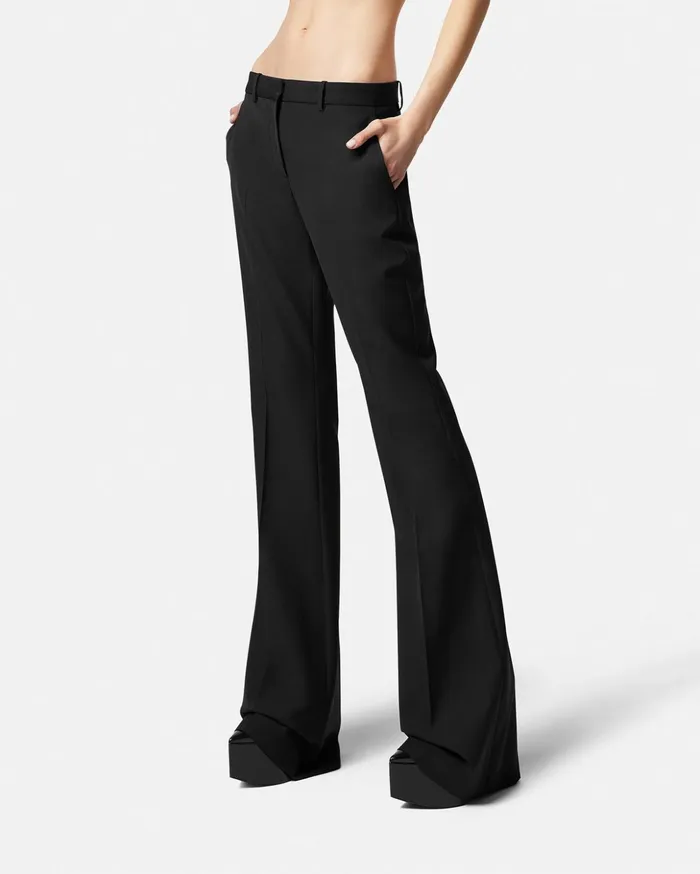 Versace Flared Formal Pants Black Women Pants and Shorts