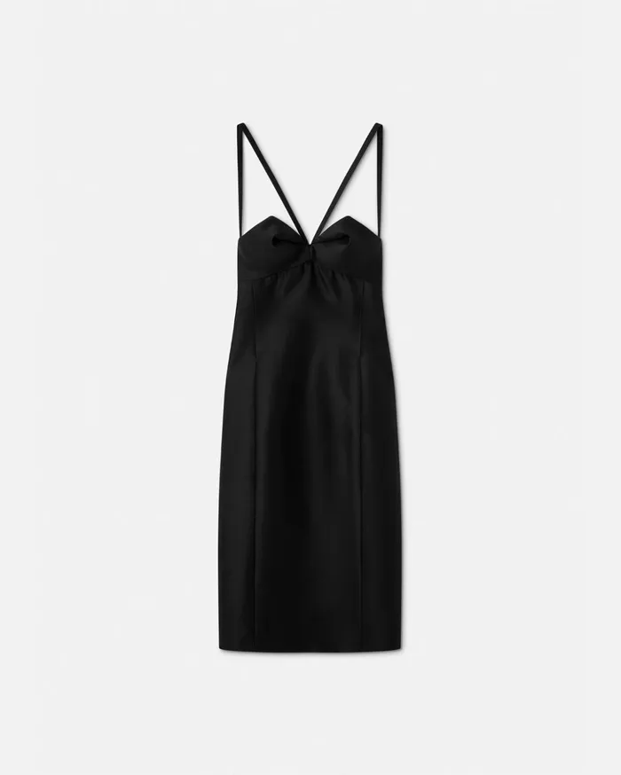 Versace Folded Bustier Midi Dress Black Women Dresses