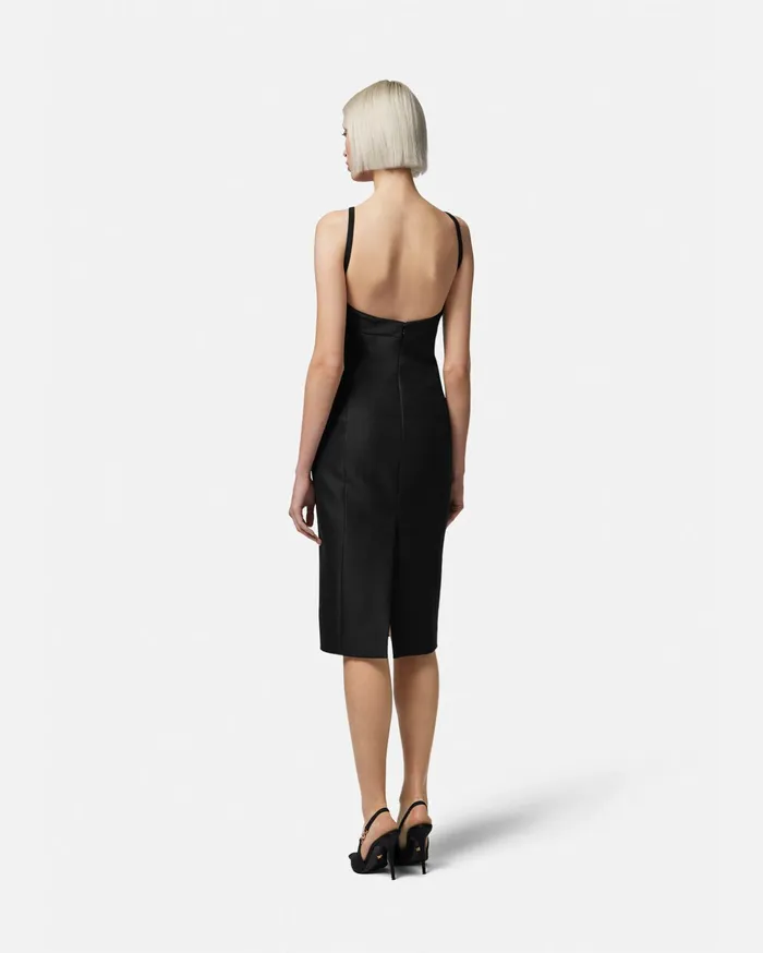 Versace Folded Bustier Midi Dress Black Women Dresses