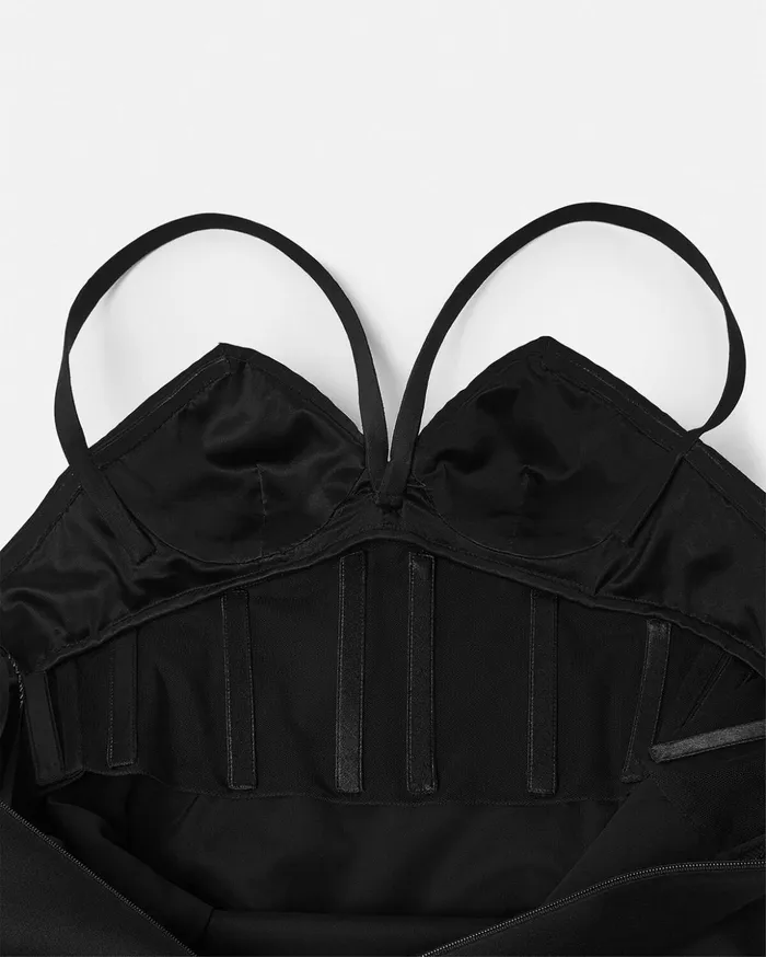Versace Folded Bustier Midi Dress Black Women Dresses