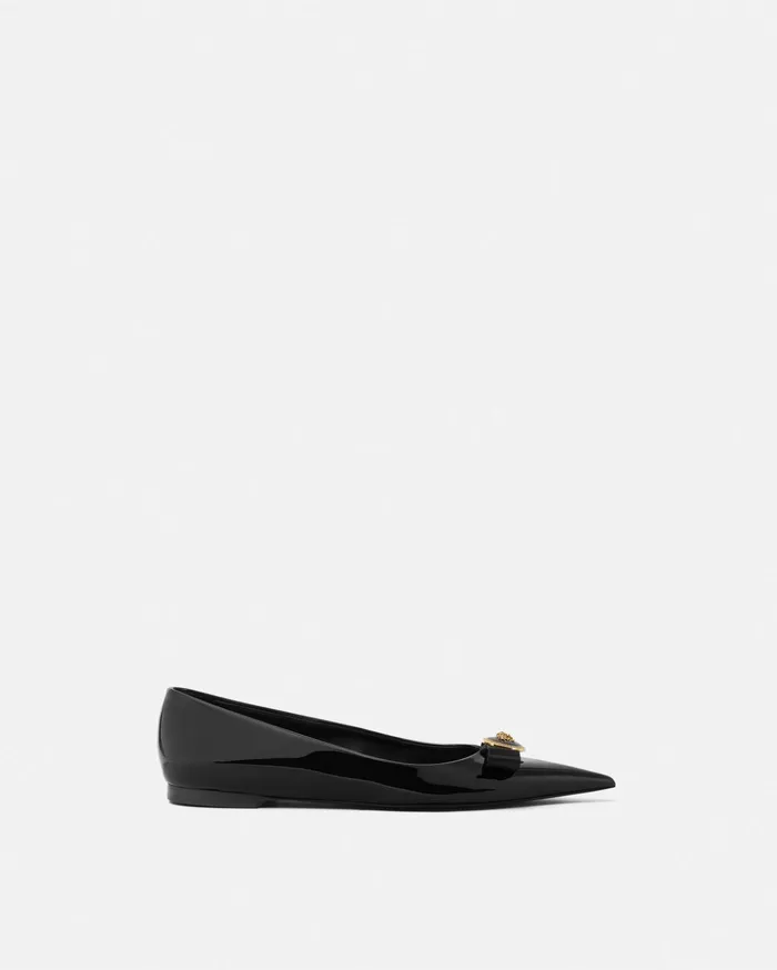 Versace Gianni Ribbon Flats Black Women Gianni Ribbon