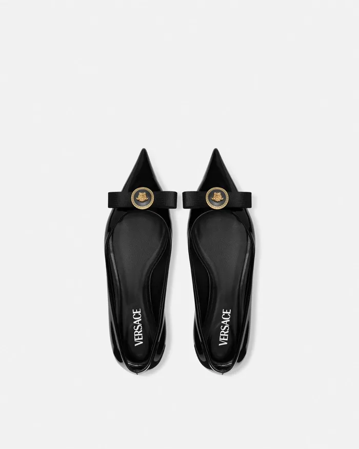 Versace Gianni Ribbon Flats Black Women Gianni Ribbon