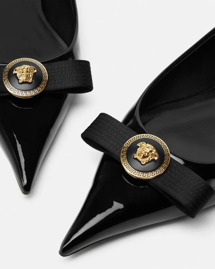 Versace Gianni Ribbon Flats Black Women Gianni Ribbon