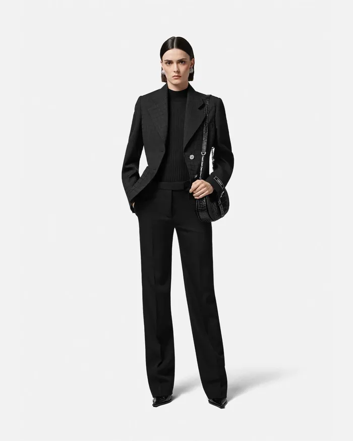 Versace Grain De Poudre Pants Black Women Suits