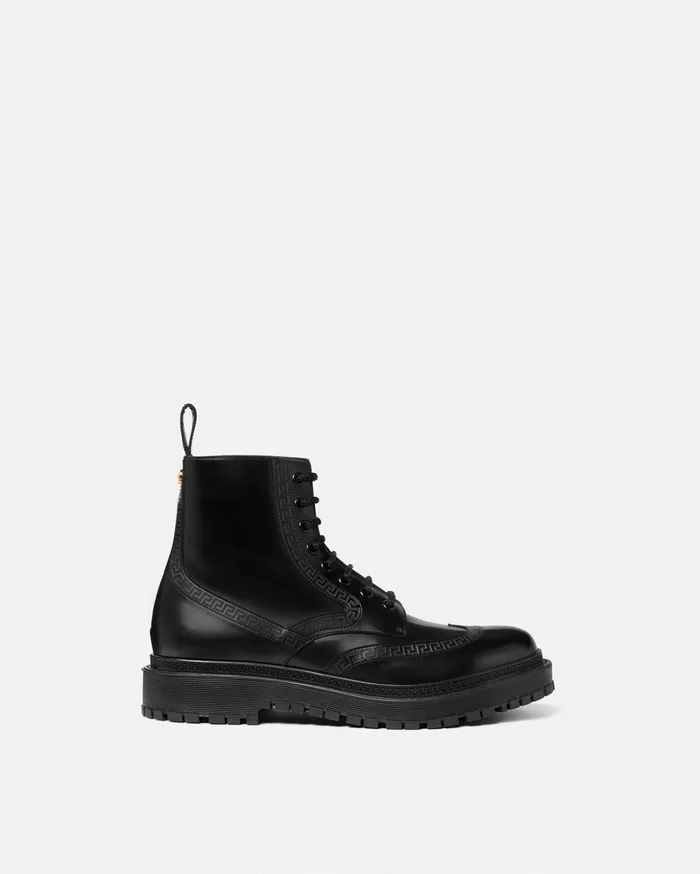 Versace Greca Ankle Boots Black Men Boots