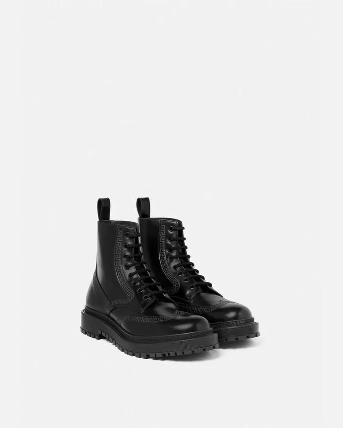 Versace Greca Ankle Boots Black Men Boots