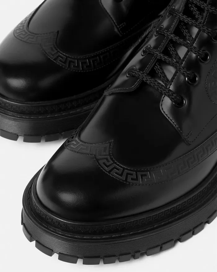 Versace Greca Ankle Boots Black Men Boots