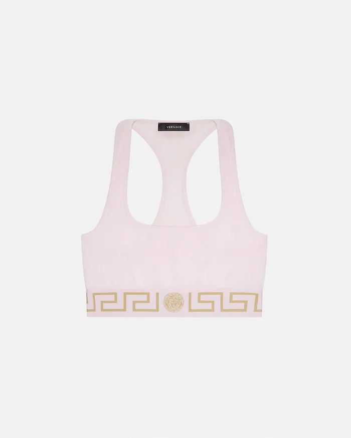 Versace Greca Border Scoop Bralette Light Pink Women Bras and Briefs