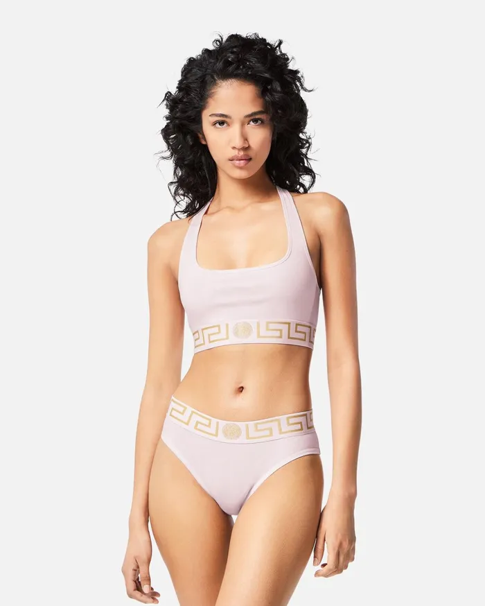 Versace Greca Border Scoop Bralette Light Pink Women Bras and Briefs