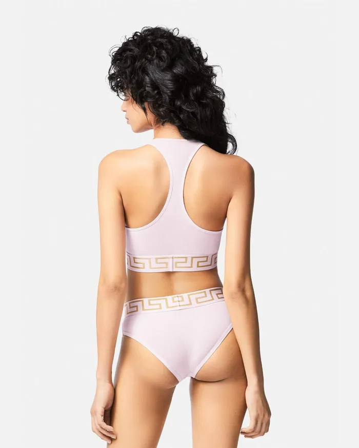 Versace Greca Border Scoop Bralette Light Pink Women Bras and Briefs