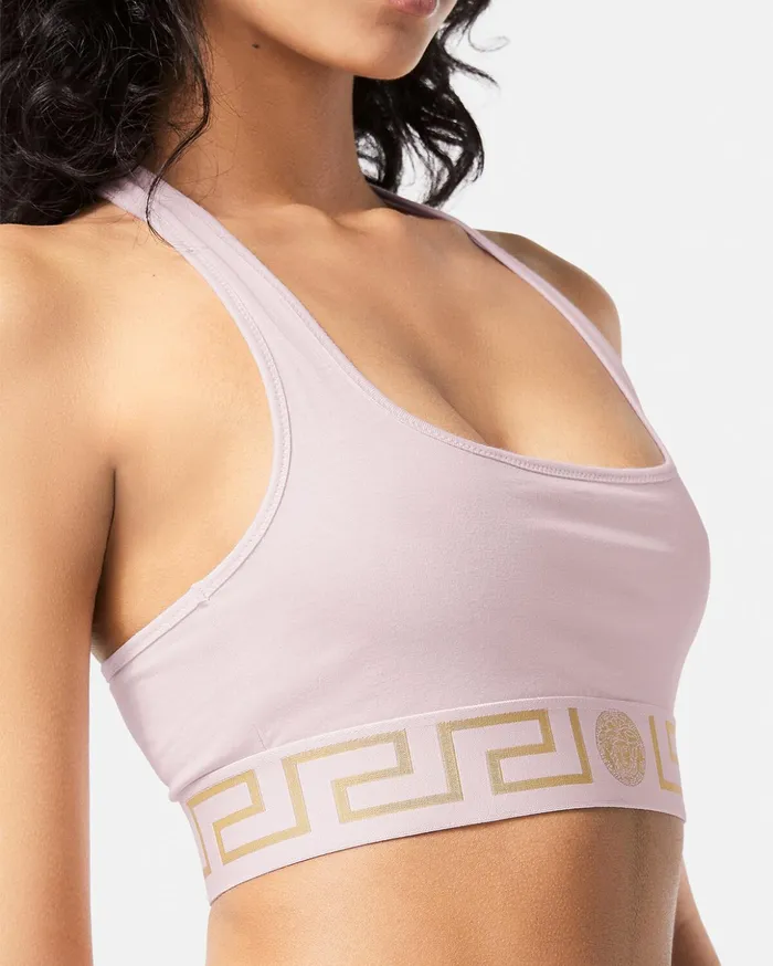 Versace Greca Border Scoop Bralette Light Pink Women Bras and Briefs
