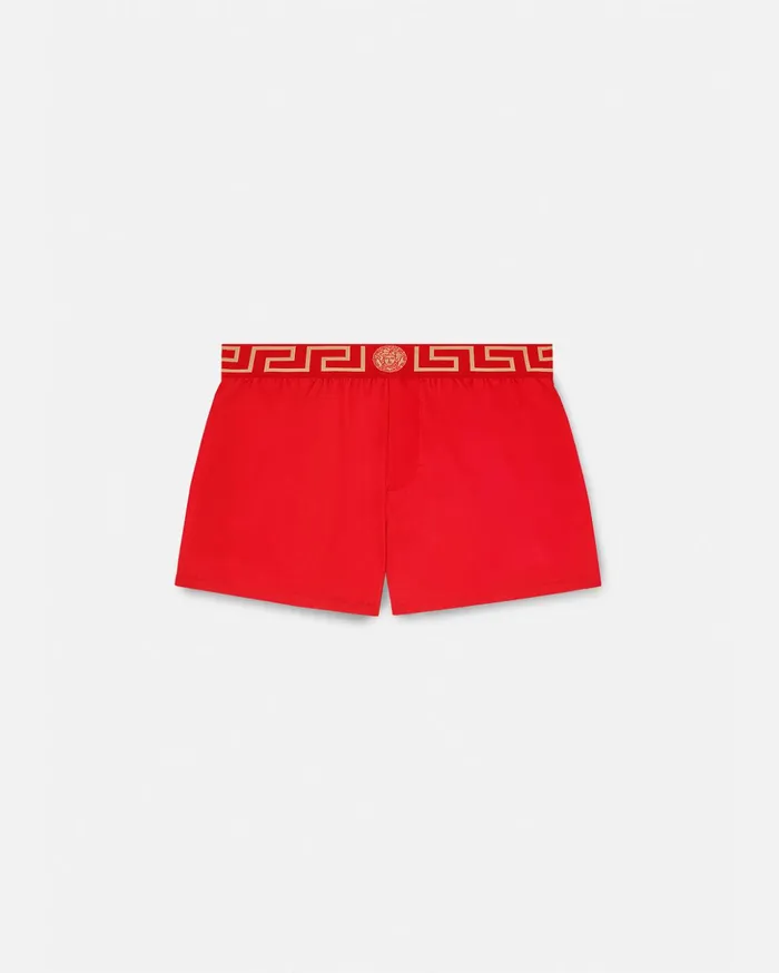 Versace Greca Border Swim Shorts Red Men Swimsuits