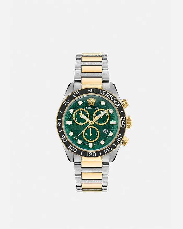 Versace Greca Dome Chrono Watch Green Men Watches