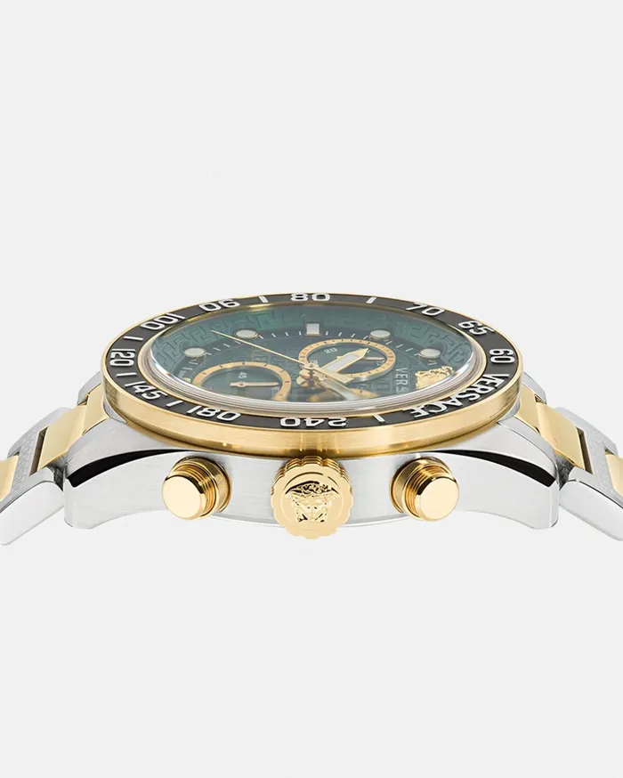 Versace Greca Dome Chrono Watch Green Men Watches