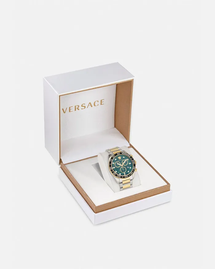 Versace Greca Dome Chrono Watch Green Men Watches