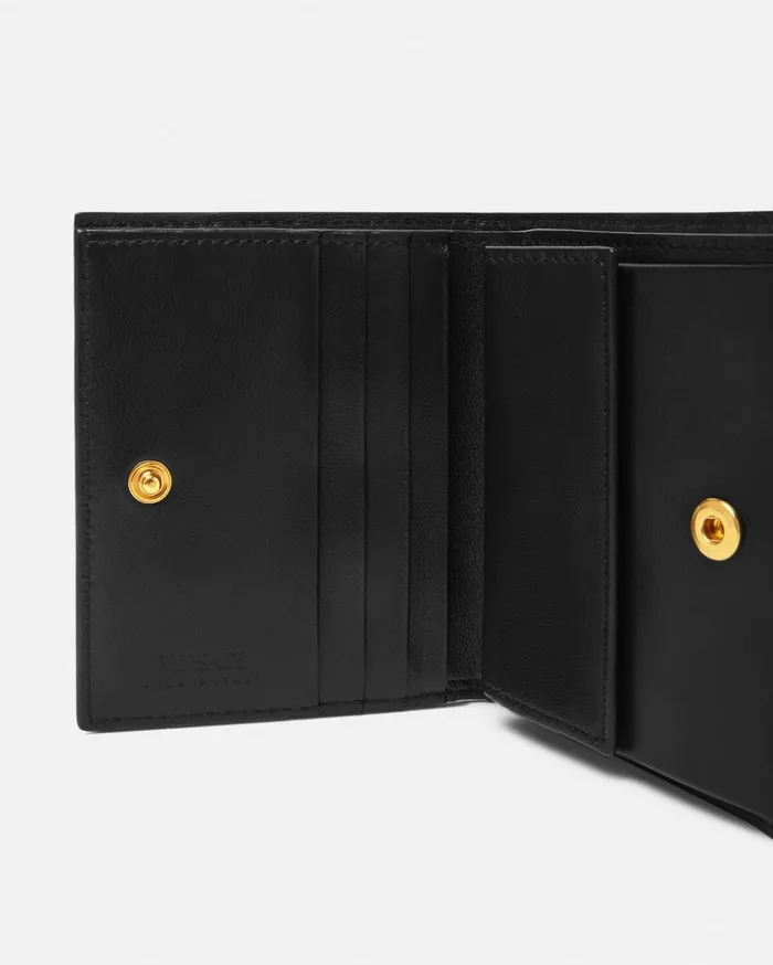 Versace Greca Goddess Bifold Wallet Black Women Wallets