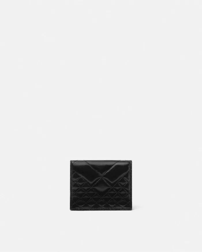 Versace Greca Goddess Bifold Wallet Black Women Wallets