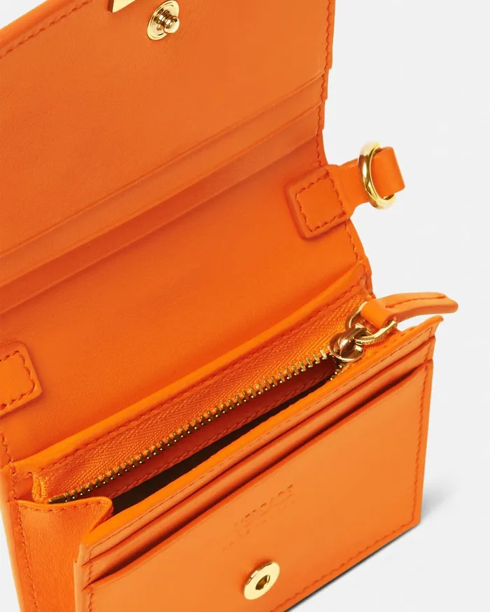 Versace Greca Goddess Chain Wallet Orange Women Wallets