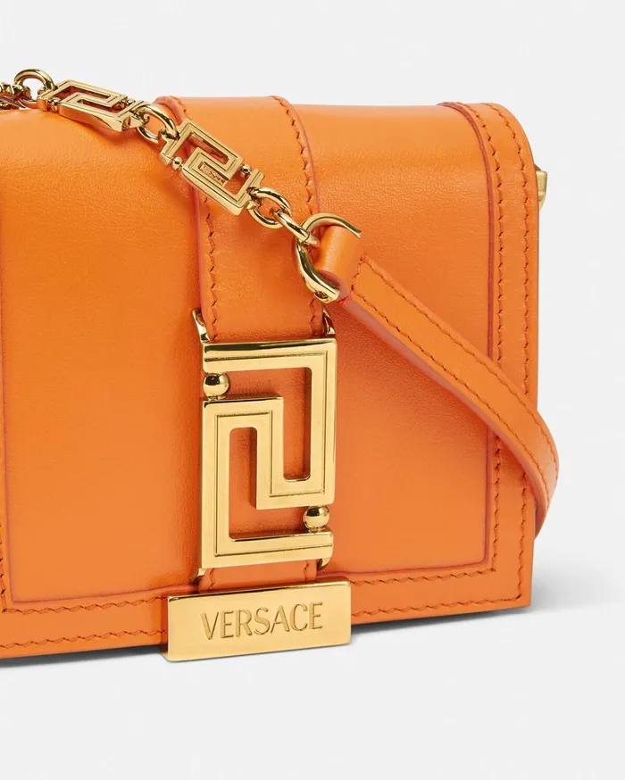 Versace Greca Goddess Chain Wallet Orange Women Wallets