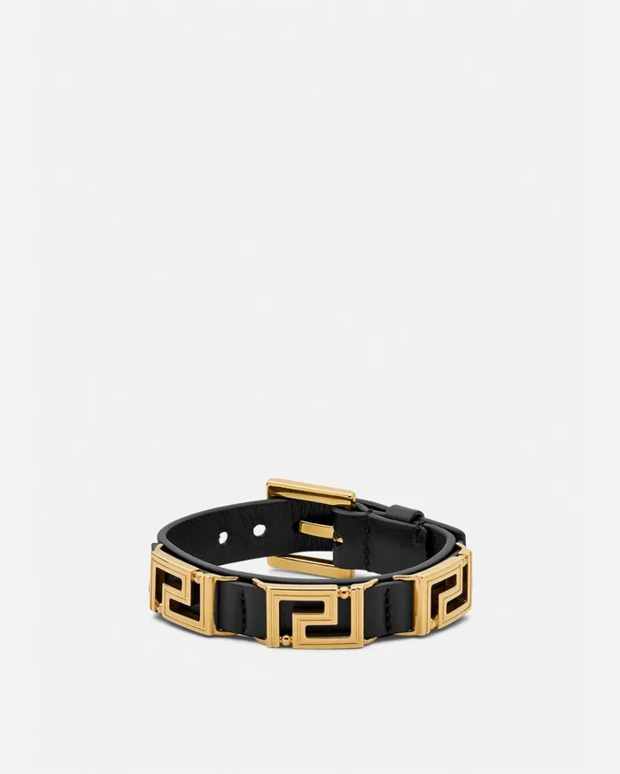Versace Greca Goddess Leather Bracelet Black Women Bracelets