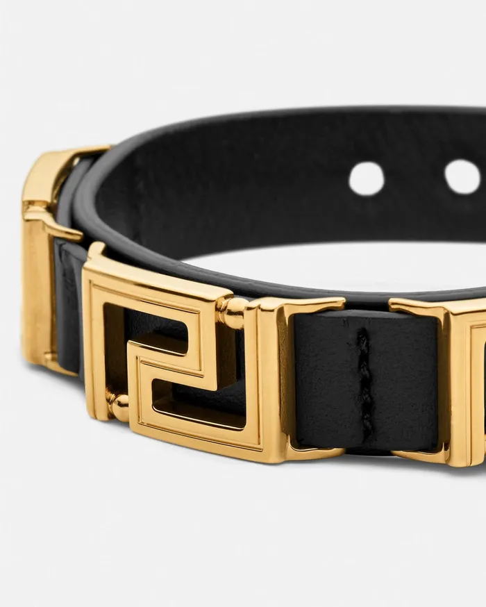 Versace Greca Goddess Leather Bracelet Black Women Bracelets