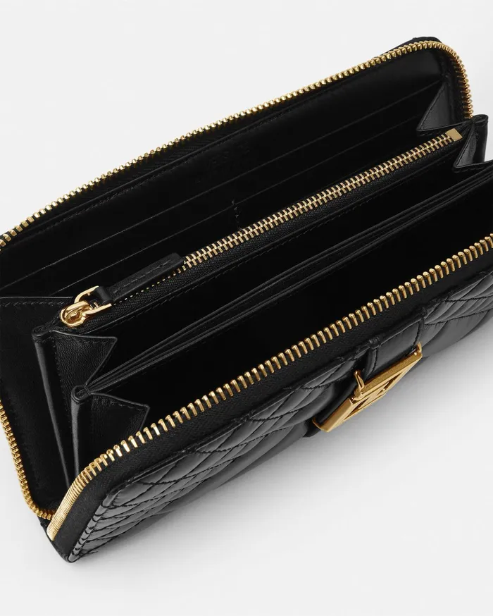 Versace Greca Goddess Long Wallet Black Women Wallets